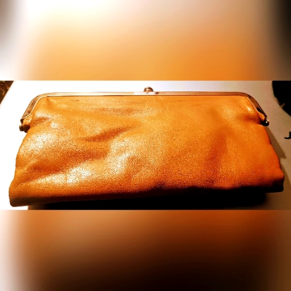 Vintage Double Clutch Carmel Leather design purse with zipper inside & pockets. - Picture 3 of 4